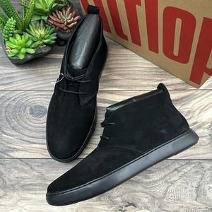 NIB FitFlop Zackery 10 43 Black Suede Lace Up Desert Boots